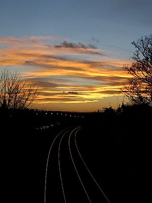 Tracks in Scotland at sunset