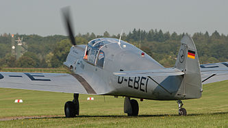 English: Lufthansa (Berlin-Stiftung) Messerschmitt Bf-108B-1 Taifun (reg. D-EBEI, cn 2246, built in 1940 ). Deutsch: Lufthansa (Berlin-Stiftung) Messerschmitt Bf-108B-1 Taifun (Reg. D-EBEI, cn 2246, Baujahr 1940 ).