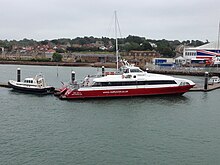 MV Red Jet 3 docked at the Columbine, 19 August 2018 MV Red Jet 3 berthed at East Cowes, 19 August 2018.jpg