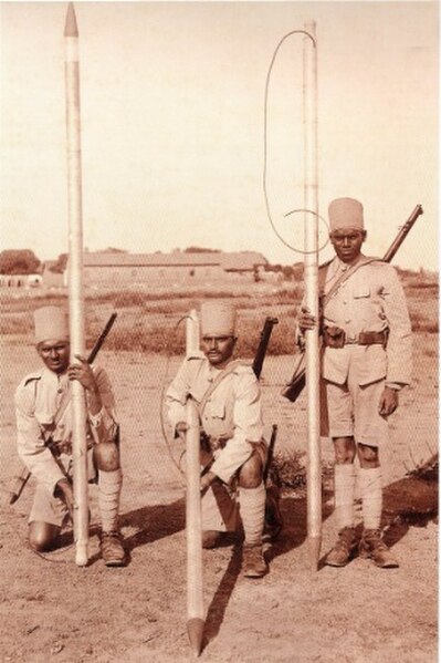 Madras Sappers and Miners with Bangalore torpedoes, 1916