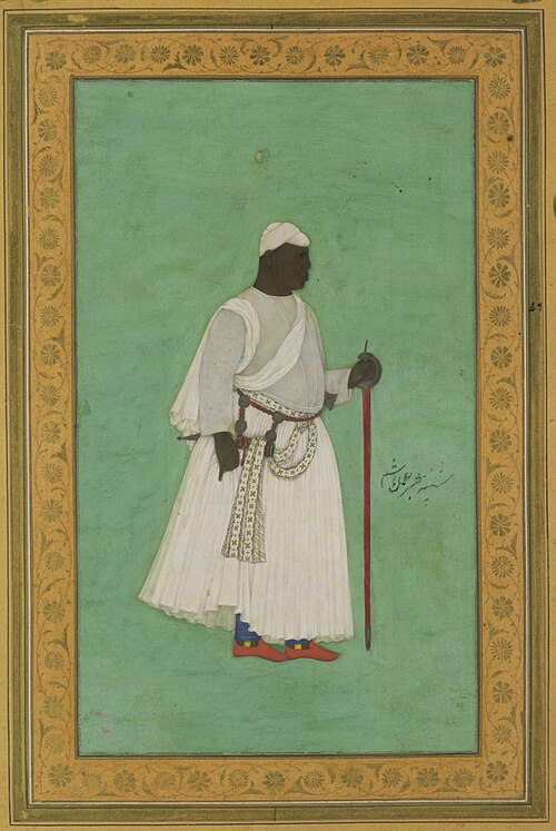 Portrait of Malik Ambar by Mughal court artist in 1620