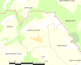 Mapa obce Fleury-la-Forêt