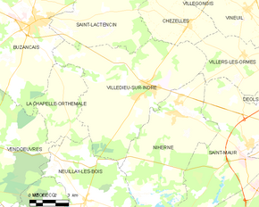 Poziția localității Villedieu-sur-Indre