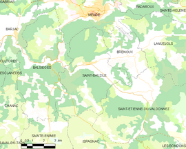 Mapa obce Saint-Bauzile