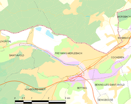 Mapa obce Freyming-Merlebach