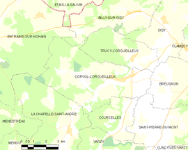Mapa obce Corvol-l’Orgueilleux
