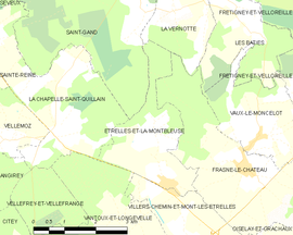 Mapa obce Étrelles-et-la-Montbleuse