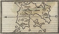 Map of Kalymnos by Bordone Benedetto (1547)