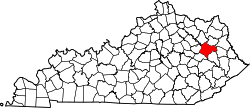 Mapa hrabstwa Morgan w Kentucky
