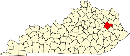 Location of Morgan County in Kentucky Map of Kentucky highlighting Morgan County.svg