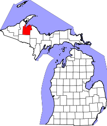 Harta e Baraga County në Michigan