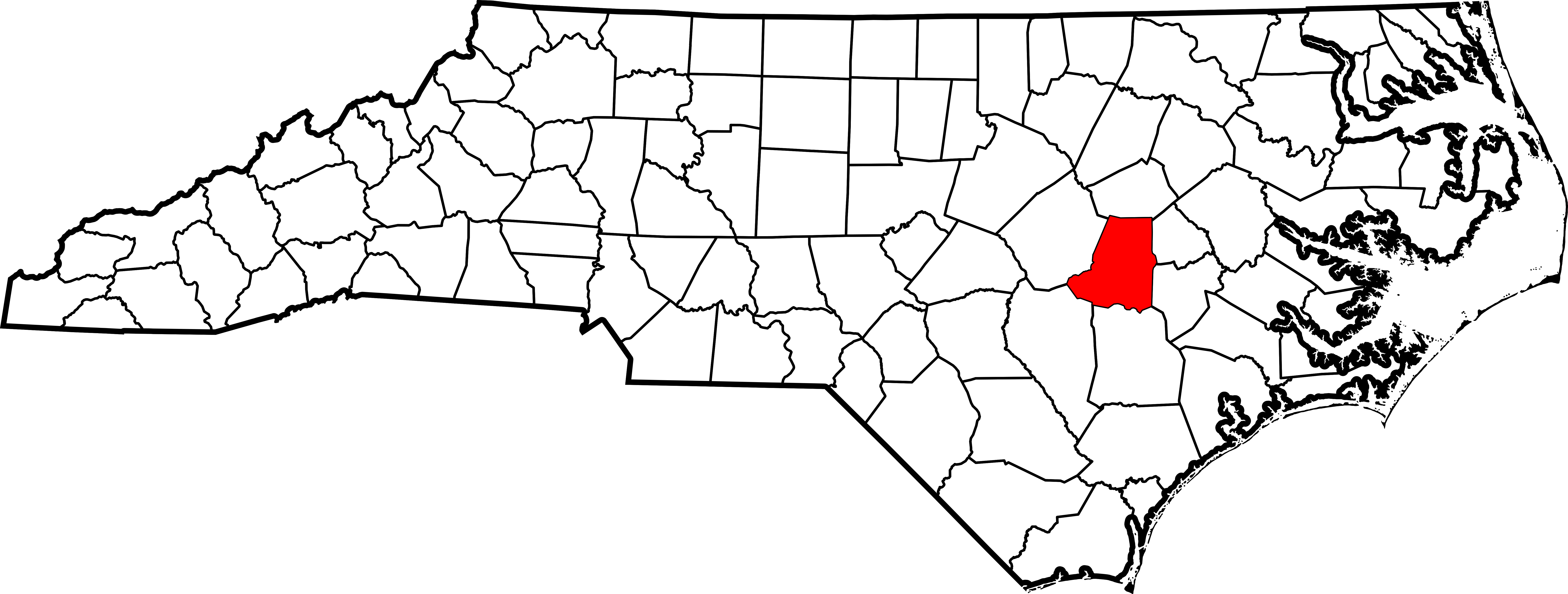 File Map Of North Carolina Highlighting Wayne County Svg