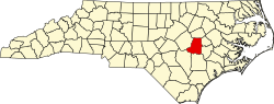 Map of North Carolina highlighting Wayne County.svg