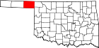 Harta statului Oklahoma indicând comitatul Beaver