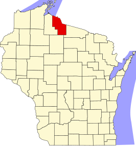 Locatie van Iron County in Wisconsin