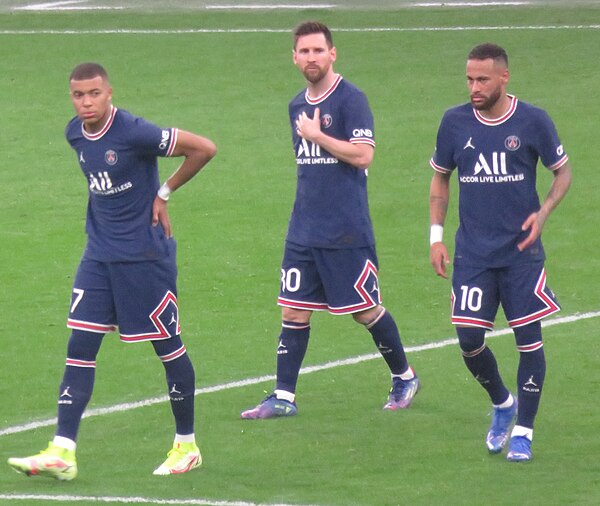Led by high-profile signings, including Kylian Mbappé (left), Lionel Messi (center) and Neymar (right), PSG have dominated Marseille since the 2010s.