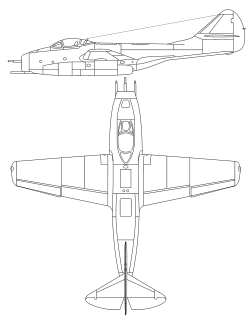 A MiG–9 oldalnézeti és felülnézeti rajza
