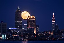 Moon over Downtown Cleveland Moon over Cleveland (33388400986).jpg