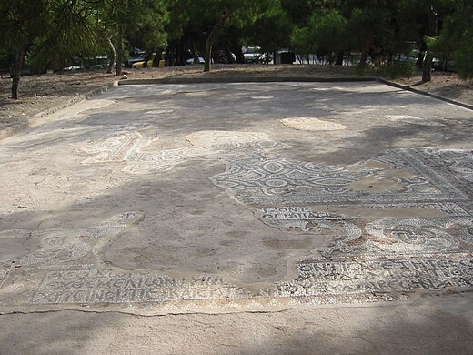 Mosaic floor of a Jewish synagogue in Greece, built 300 AD, Aegina.