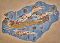 Mycenaean mural fragments from the palace of Tiryns depicting a boar-hunt. 13th(?) cent. B.C. National Archaeological Museum, Athens.