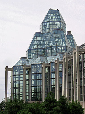 The glass tower of the National Gallery of Canada.