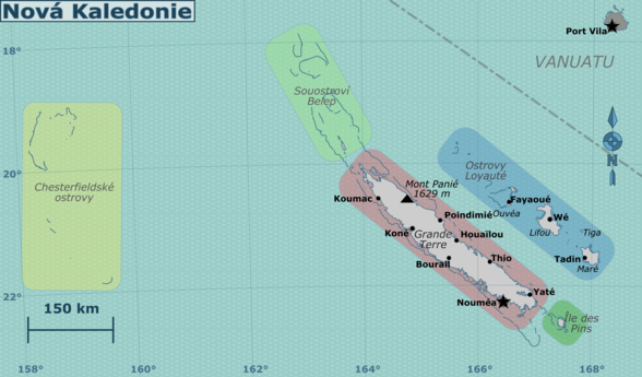 Mapa regionů Nové Kaledonie