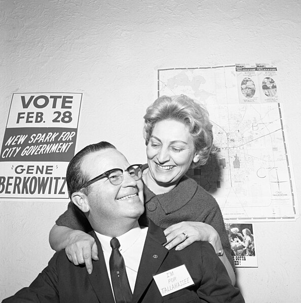 File:New City Commissioner Gene Berkowitz with his wife in Tallahassee (1967).jpg