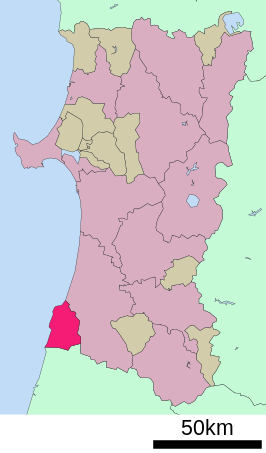 Situering van Nikaho in de prefectuur Akita
