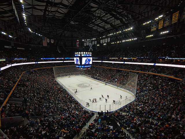 The venue's interior during a Buffalo Sabres game, March 2023