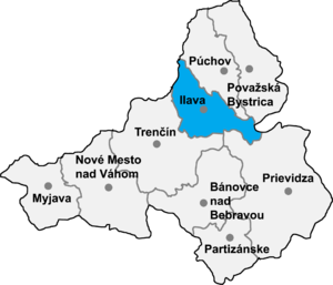 Район Илава на карте