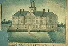 In the early 19th century, Old Queens (built 1809-1823) housed three institutions: the seminary, Rutgers College, and the college's grammar school. OldQueensRutgers.jpg