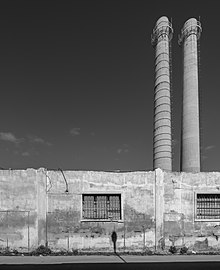 Old chimneys at the shipyard, Via Vecchio Macello, Monopoli, Italy