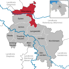 Poziția comunei Ottersberg pe harta districtului Verden
