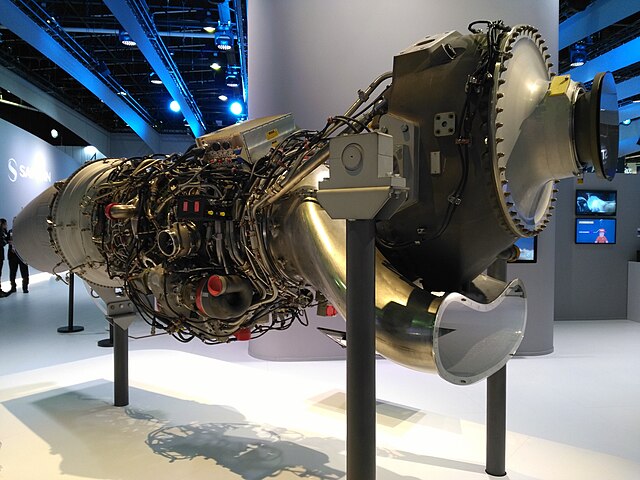 The Europrop TP400 engine on static display at the Paris Air Show, 2017