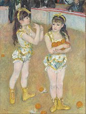 A Renoir, Acrobats at the Cirque Fernando was displayed at the exhibition Pierre-Auguste Renoir - Acrobats at the Cirque Fernando (Francisca and Angelina Wartenberg) - Google Art Project.jpg