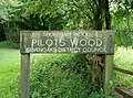 Wooden board at Pilots Wood, part of Shoreham Wood near Shoreham.