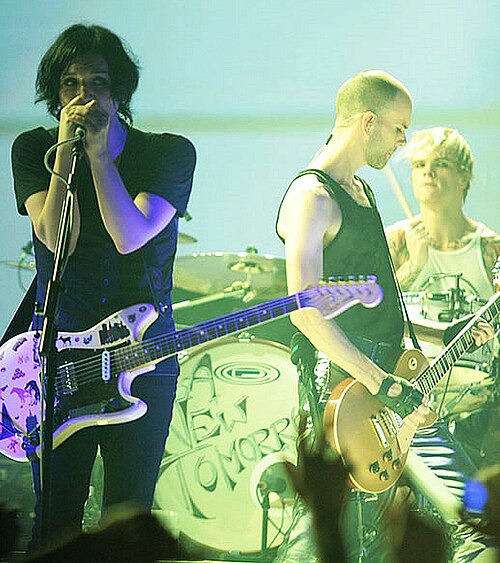 Placebo in 2009, from left to right: Brian Molko, Stefan Olsdal and Steve Forrest.