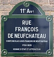 Plaque Rue François Neufchâteau - Paris XI (FR75) - 2021-06-20 - 1.jpg