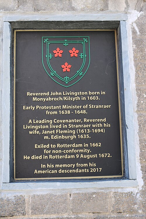 Plaque to the Reverend John Livingston at Stranraer