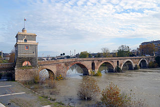 Ponte Milvio bridge across Romes Tiber river