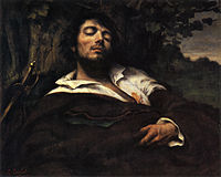 El hombre herido , also known as Portrait of the artist label QS:Len,"Portrait of the artist" label QS:Lpl,"Portret artysty" label QS:Lfr,"Portrait de l'artiste" (óleo sobre tela medium QS:P186,Q296955;P186,Q12321255,P518,Q861259 , hacia 1844-1854, Museo de Orsay)