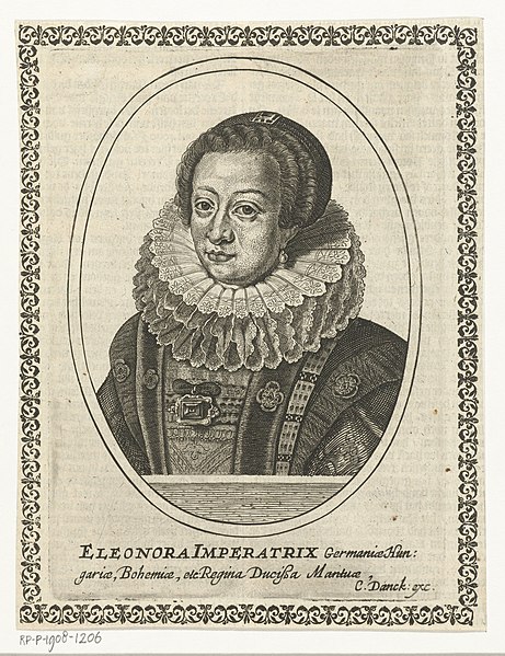 File:Portret van Eleonora Gonzaga in ovaal Eleonara Imperatrix Germaniae (..) Regina Ducißa Mantuae (titel op object), RP-P-1908-1206.jpg