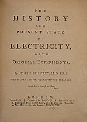 Title page to The History and Present State of Electricity (1769)