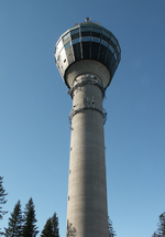 Puijo Tower atop the skiing area Puijo Tower Kuopio Finland.png