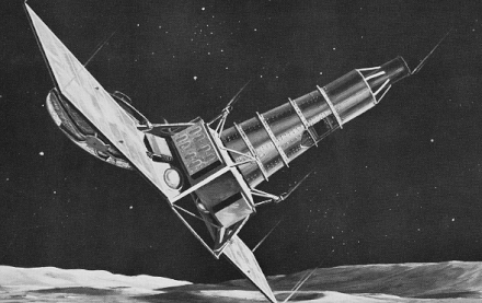 Artist's portrayal of a Ranger spacecraft right before impact