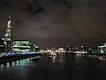 The River Thames, seen at night from Tower Bridge, Southwark (borough), London in November 2011.