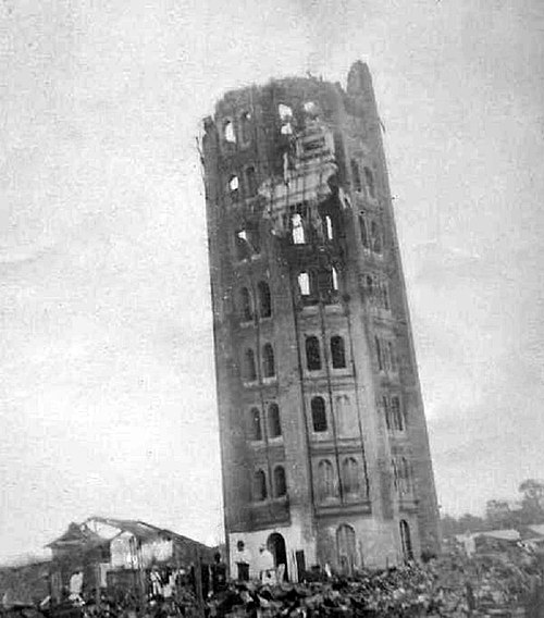 The ruined Ryōunkaku in Asakusa, which was later demolished