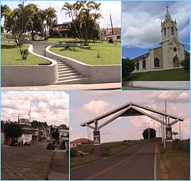 Acima, à esquerda a praça do centro da cidade e à direita a Igreja Matriz de São Vicente Ferrer. Abaixo, à esquerda uma vista parcial e à direita o Portal do município.