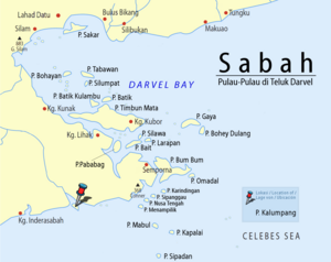 Location of Pulau Kalumpang off the coast of Sabah