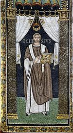 Saint Ecclesius of Ravenna mosaic - Sant'Apollinare in Classe - Ravenna 2016.jpg